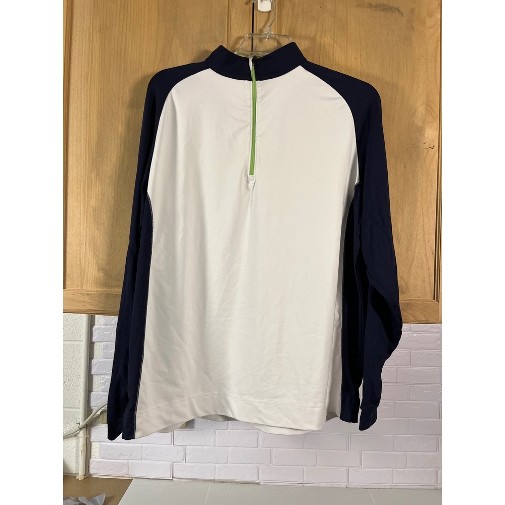 FootJoy 1/4 Zip Pullover Mens XL White Navy Blue Golf Performance Mock Neck Top